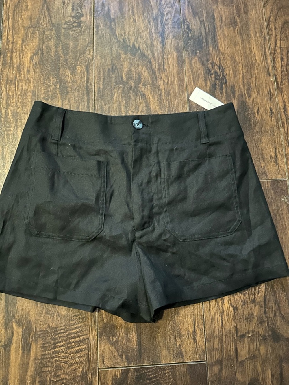 Anthropologie Black High-Waist Front-Pocket Shorts